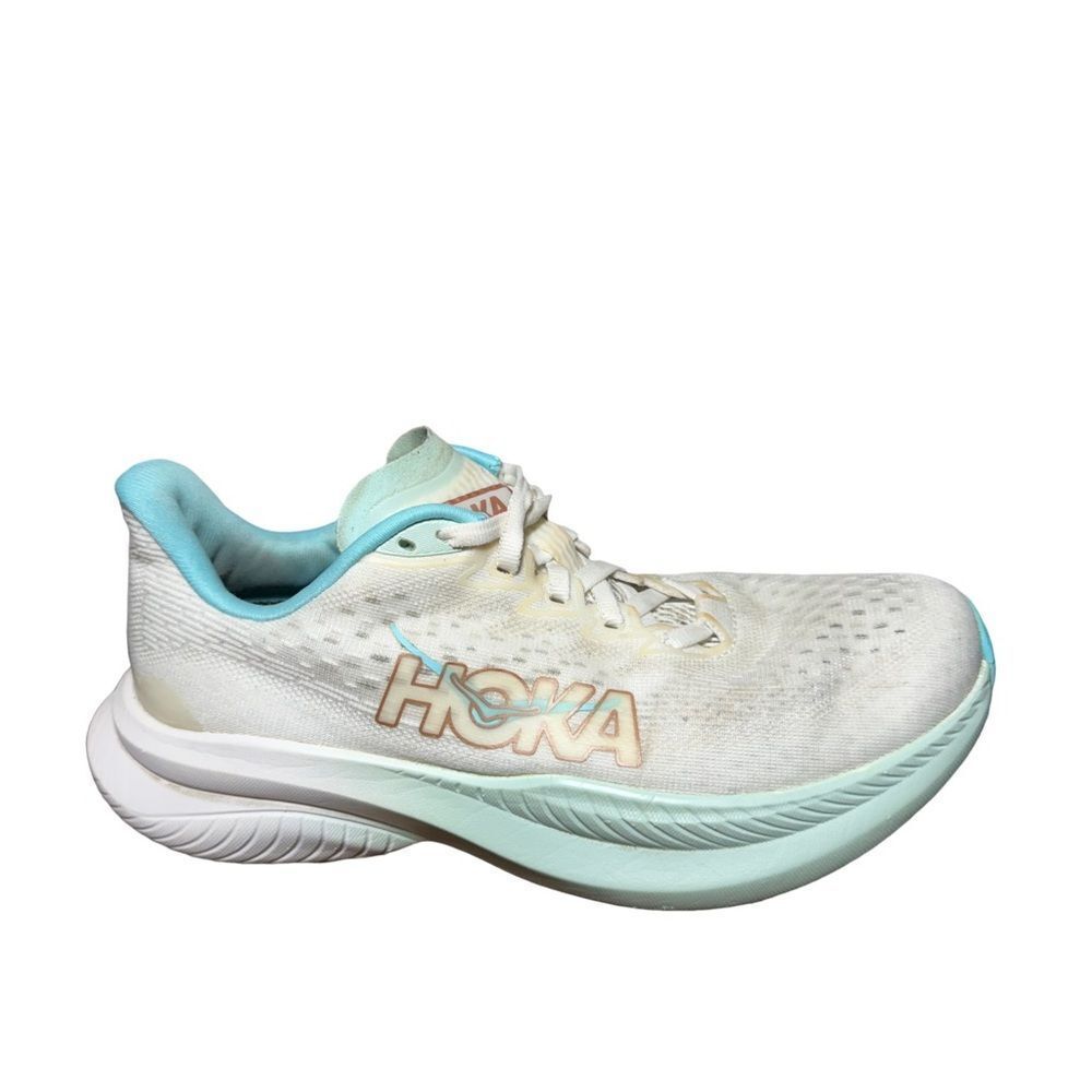 Hoka Mach 6 Women's White and Teal Athletic Shoes size 6.5 B